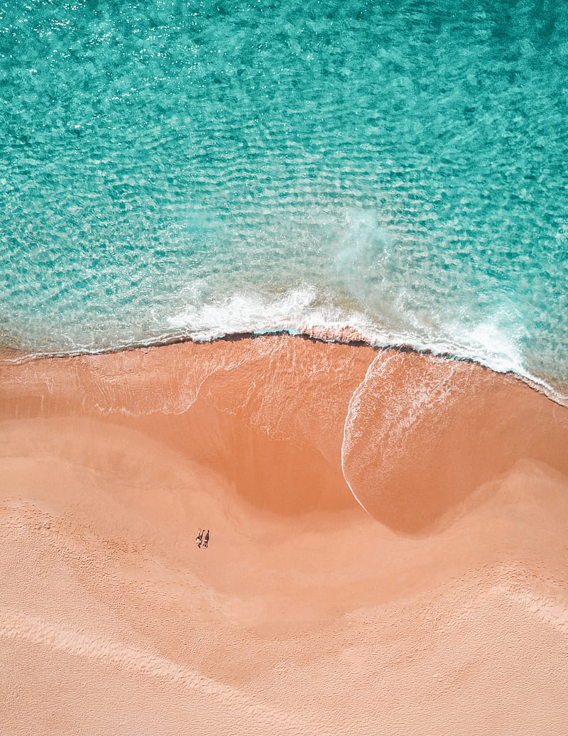 aerial graphy of two person sunbathing on seashore, HD phone wallpaper