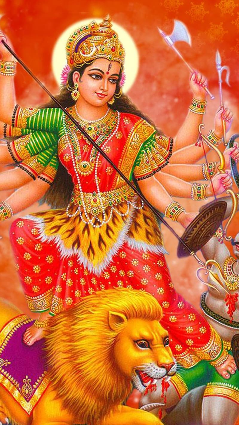 Durga Mata , Standing On Lion, goddess, god, HD phone wallpaper