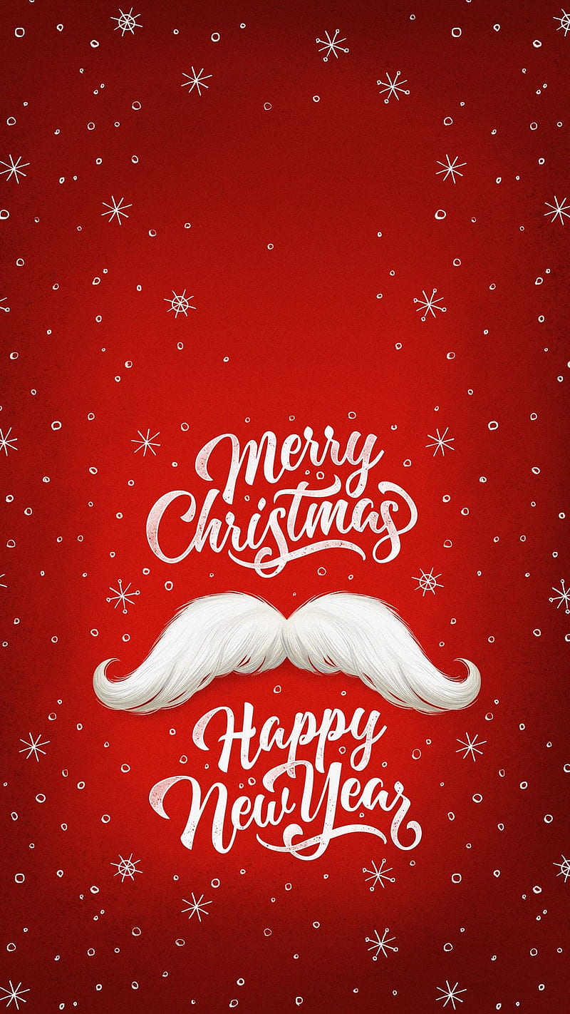 Merry Christmas, mustache, red, santa, sayings, snowflakes, white, wish, HD  phone wallpaper | Peakpx