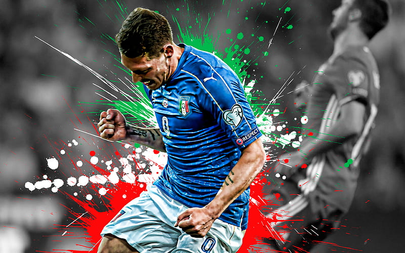 Andrea Belotti, Italian football player, striker, Italy national football team, goals, creative flag of Italy, football, Italy, Belotti, HD wallpaper