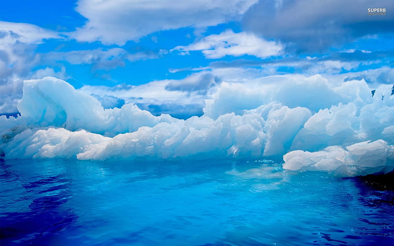 Icy Waters, ocean, sky, clouds, sea, winter, cold, water, ice, nature, HD wallpaper