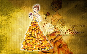 Gold, Disney, Princess, Belle, belle, gold, princess, disney, HD wallpaper