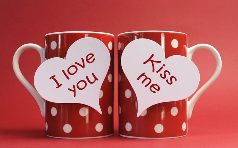 Love mugs, words, corazones, mugs, love, HD wallpaper