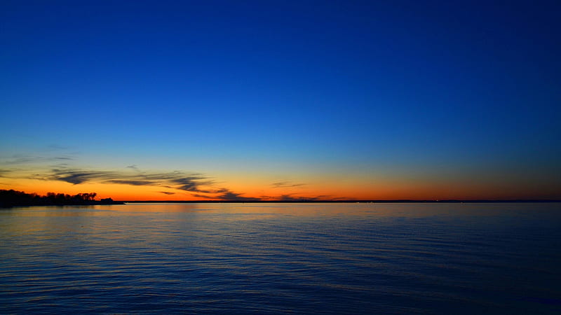Sea Skyline Sunset, sunset, sea, nature, HD wallpaper