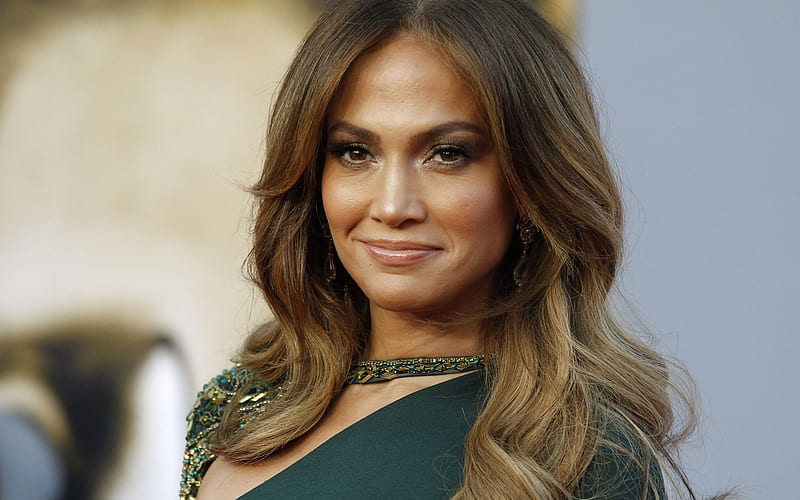 Jennifer Lopez, JLO, american singer, portrait, hoot, green dress, beautiful woman, HD wallpaper