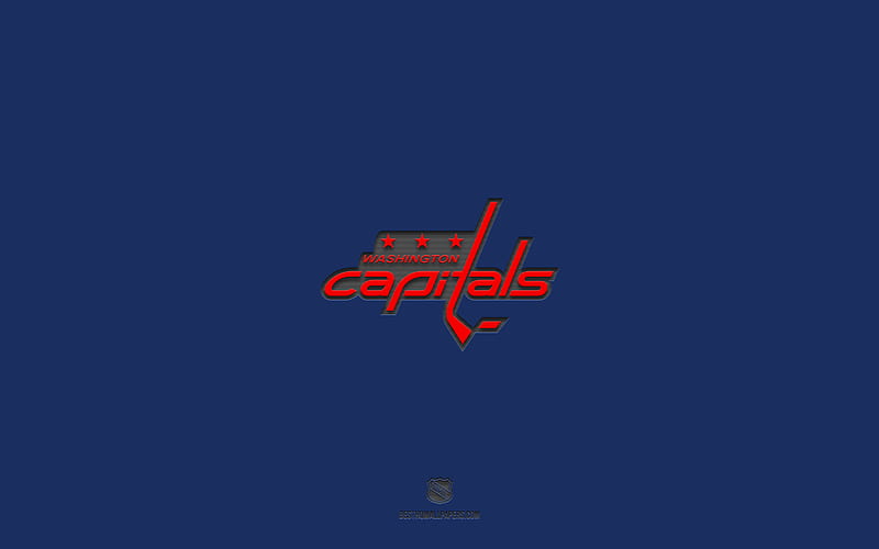 Washington Capitals, blue background, American hockey team, Washington Capitals emblem, NHL, Washington, USA, hockey, Washington Capitals logo, HD wallpaper