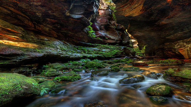 Water Stream Between Canyon Rock Stone Australia Nature, HD wallpaper