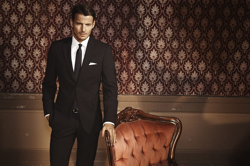 Man in Suit, suit, male, model, interior, black, tie, man, chair, business,  HD wallpaper | Peakpx