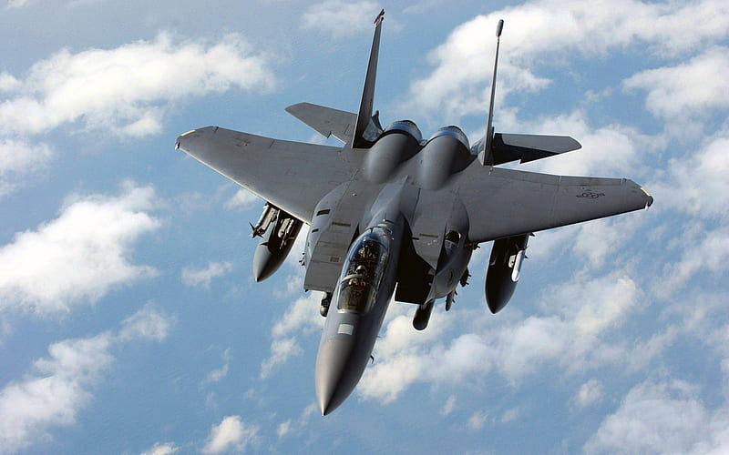 F-15e Strike Eagle Dual Role Fighter, higher, aircraft, cool, military, army, jet, clouds, HD wallpaper