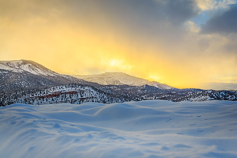 Winter Sunset Landscape , winter, sunset, landscape, nature, HD wallpaper