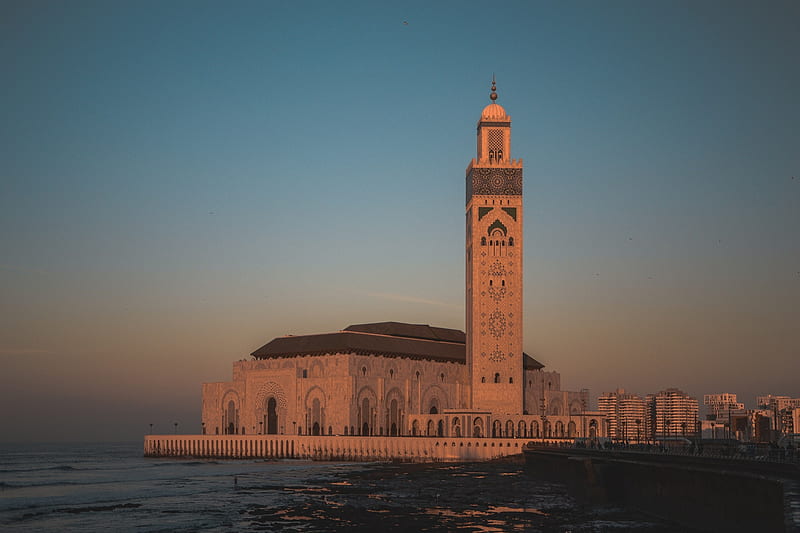 hassan 2 mosque, city, istanbul, morocco, HD wallpaper