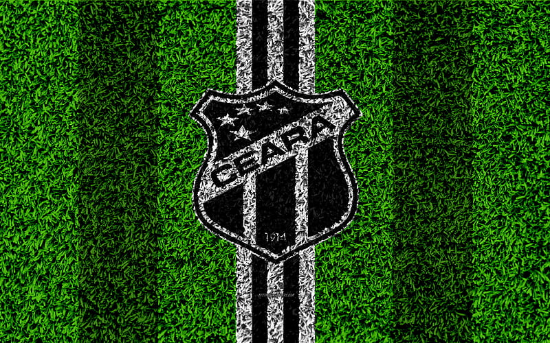 Ceara SC football lawn, logo, Brazilian football club, emblem, black and white lines, Serie A, Fortaleza, Brazil, Campeonato Brasileiro, Brazilian Championship A Series, Ceara FC, HD wallpaper