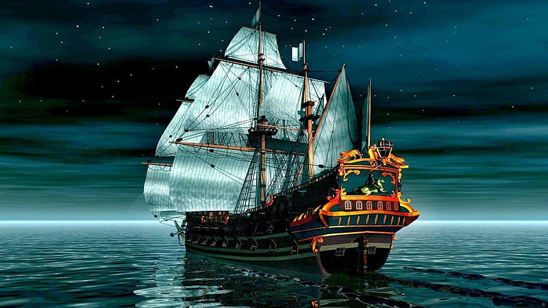 Full Sails, art, sailing, ship, sea, HD wallpaper