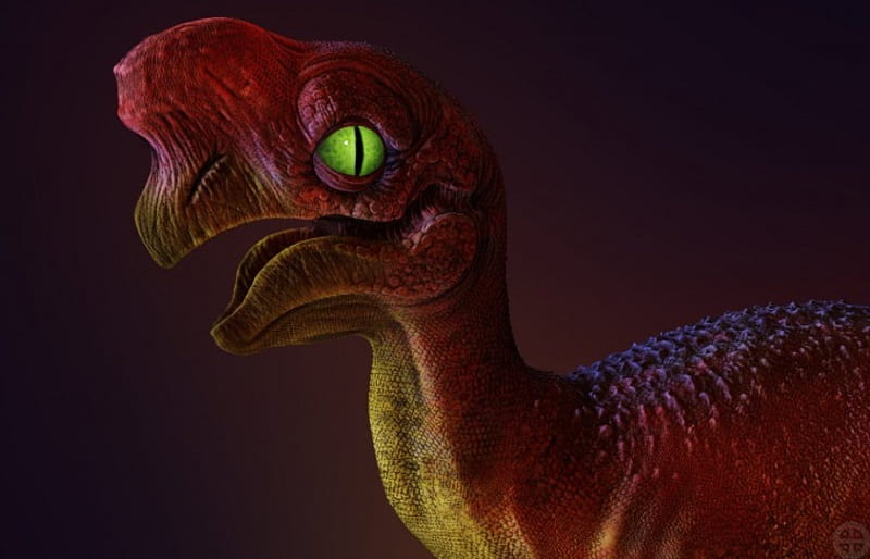 Oviraptor, ojos verdes, rojo, dinosaurio, grande, Fondo de pantalla HD |  Peakpx