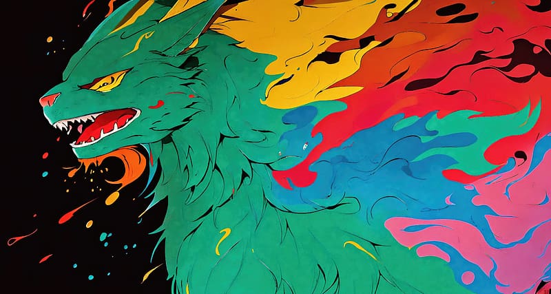 Palette Of Myth Colors Unite In Abstract Dragon, dragon, artist, artwork, digital-art, HD wallpaper