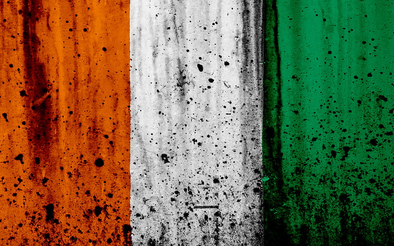 Cote d Ivoire flag grunge, flag of Cote d Ivoire, Africa, Cote d Ivoire, national symbols, Cote d Ivoire national flag, Ivory Coast, HD wallpaper