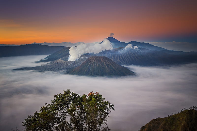 Volcanoes, Mount Bromo, Cloud, Fog, Indonesia, HD wallpaper