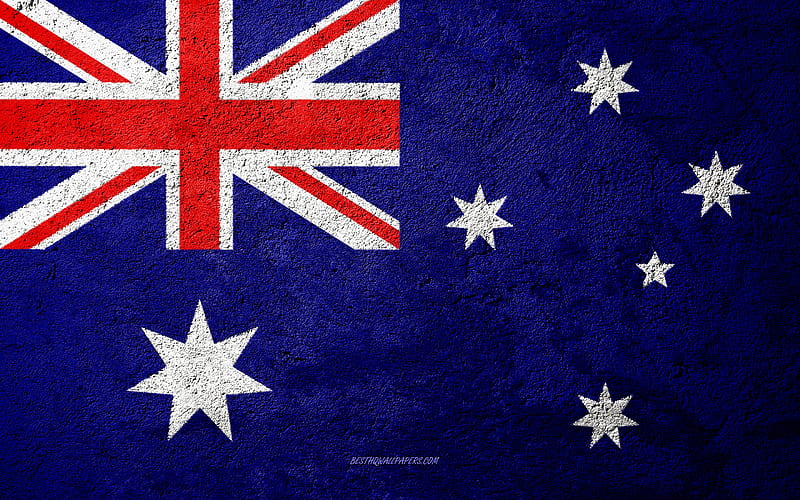 Flag of Australia, concrete texture, stone background, Australia flag, Oceania, Australia, flags on stone, HD wallpaper