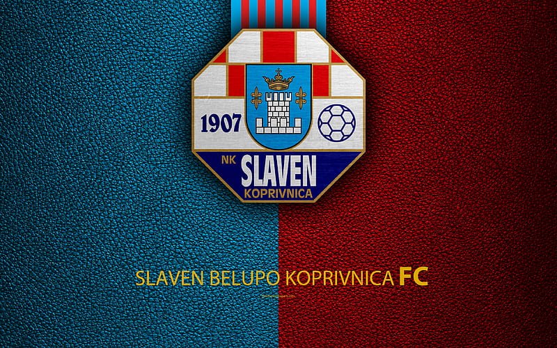 Slaven Belupo Koprivnica emblem, HNL, Croatia, logo, football, Slaven Belupo FC, leather texture, Croatian football club, Croatian Football Championship, T-Com Prva HNL, HD wallpaper