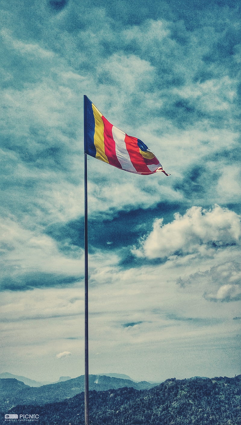 Buddhist flag, kandy, sinhala, sri lanka, HD phone wallpaper