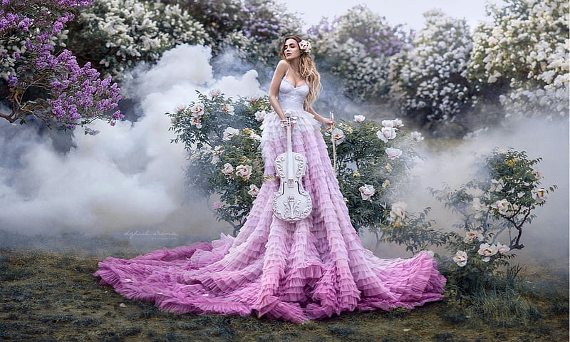 Lady in Pink, feminity, lovely, gown, Models, lady, fashion, mists ...