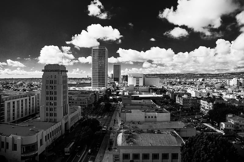 greyscale graphy of city landscape, HD wallpaper