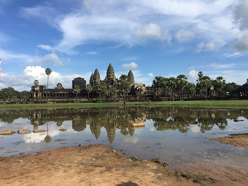 Angkor Wat, angkorwat, cambodia, hindu, large, monuments, nature, religion, tamil, temple, HD wallpaper
