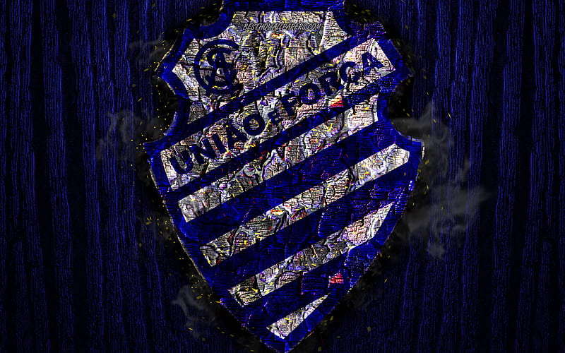 Alagoano FC, scorched logo, Brazilian Seria A, blue wooden background, brazilian football club, CS Alagoano, grunge, football, soccer, Alagoano logo, fire texture, Brazil, HD wallpaper