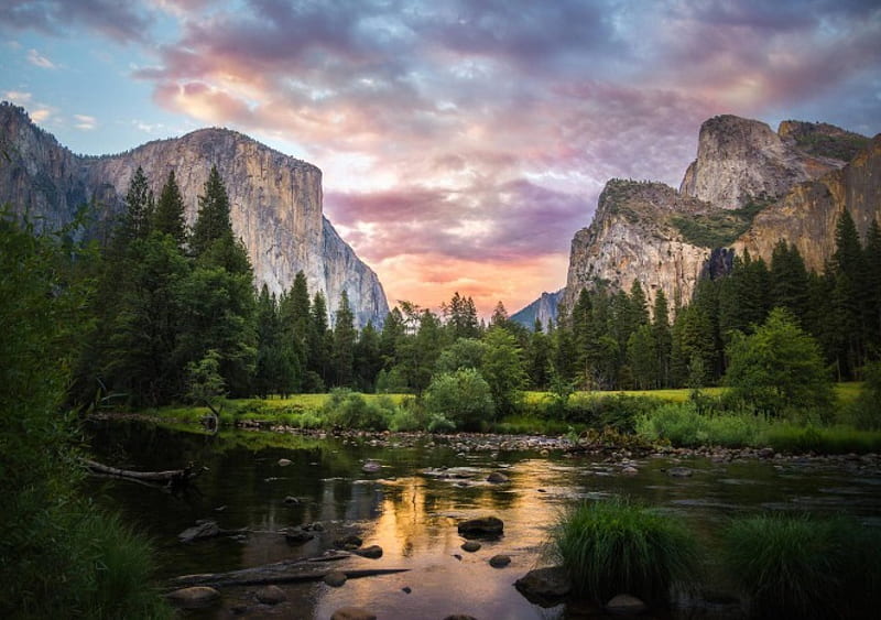 Yosemite Valley, mountain, forest, cool, nature, fun, lake, HD wallpaper