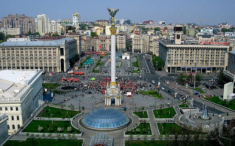 kiev square, building, monument, kiev, square, HD wallpaper