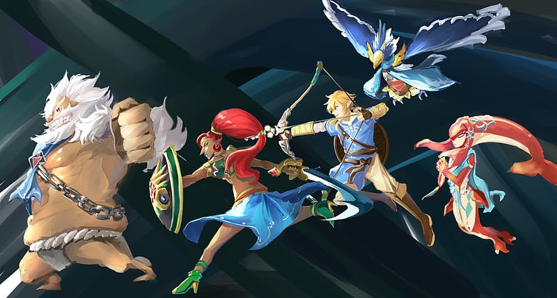 Wallpaper Link, Zelda, The Legend of Zelda: Breath of the Wild, Revali,  Paya, Urbosa, Mipha, Purah for mobile and desktop, section игры, resolution  3003x1689 - download