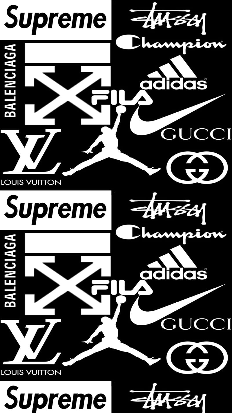 Cool Logo Spam, balenciaga, fila, jordan, jumpman, off white, stussy, supreme, HD phone wallpaper