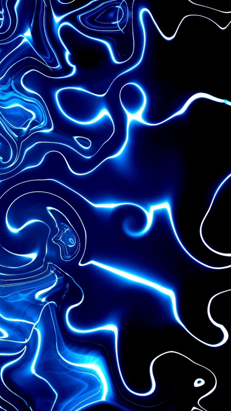 Blue Neon Abstract, abstract, blue, dark, neon, HD phone wallpaper