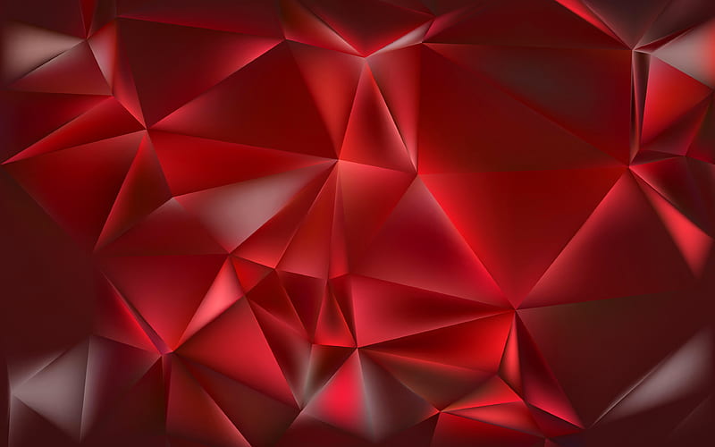 polygons, triangle red background, geometry, abstract material, creative, HD wallpaper