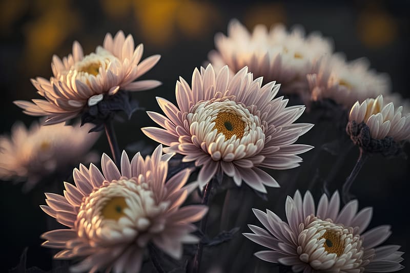 Beautiful chrysanthemum, Flowers, Chrysanthemum, Sunset, Garden, HD wallpaper