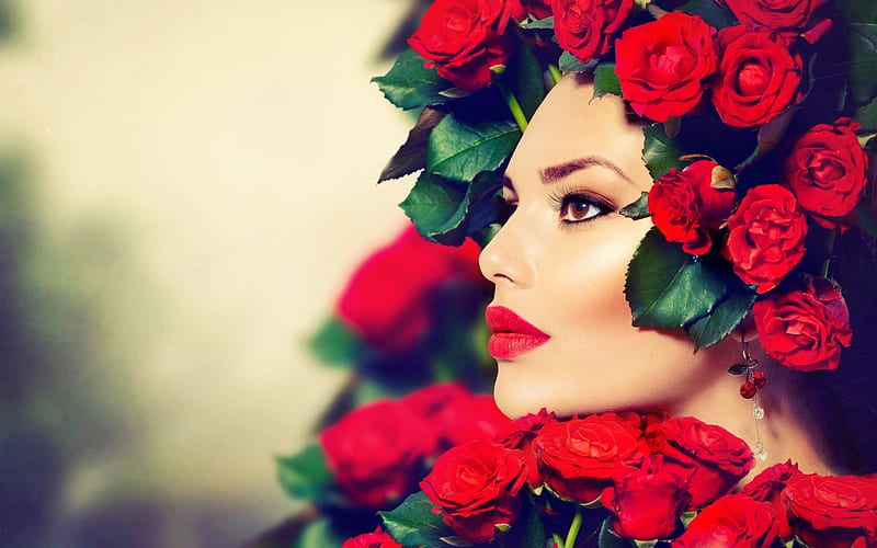 ლ, Wreath, Flowers, Woman, Face, HD wallpaper | Peakpx