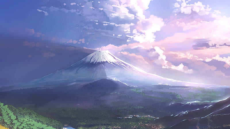 Mt Fuji Scenery Art , mount-fuji, mountains, artist, artwork, digital-art, HD wallpaper