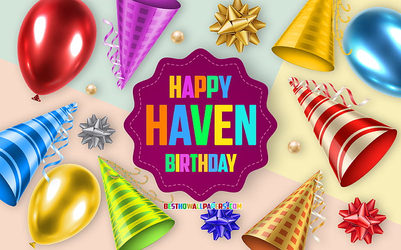 Happy Birtay Haven Birtay Balloon Background, Haven, creative art, Happy Haven birtay, silk bows, Haven Birtay, Birtay Party Background, HD wallpaper