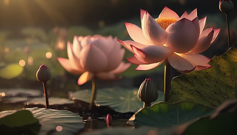 Lotus, Flowers, Pond, Pink, HD wallpaper