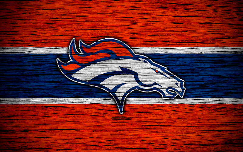 Denver Broncos, NFL wooden texture, American football, logo, emblem, Denver, Colorado, USA, National Football League, American Conference, HD wallpaper