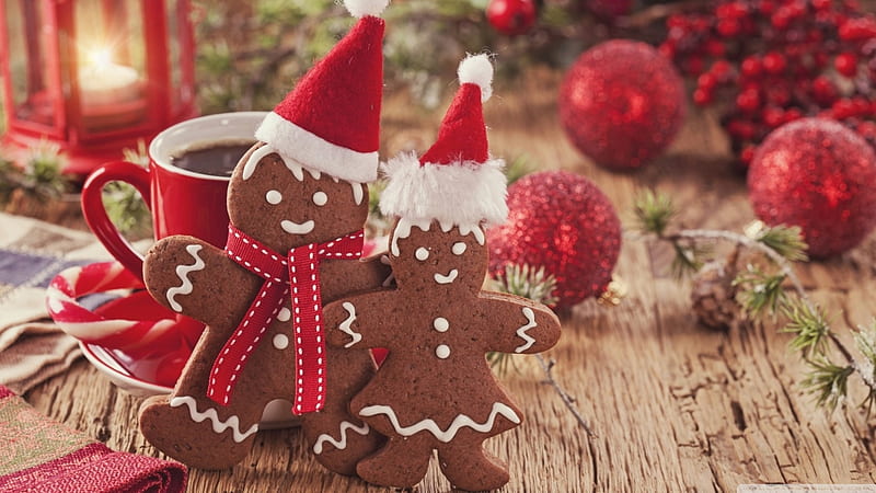 mr and mrs ginger clause, man, christmas, gingerbread, woman, HD wallpaper