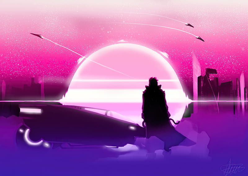 Sci Fi, Cyberpunk, Futuristic, Synthwave, Vehicle, HD wallpaper