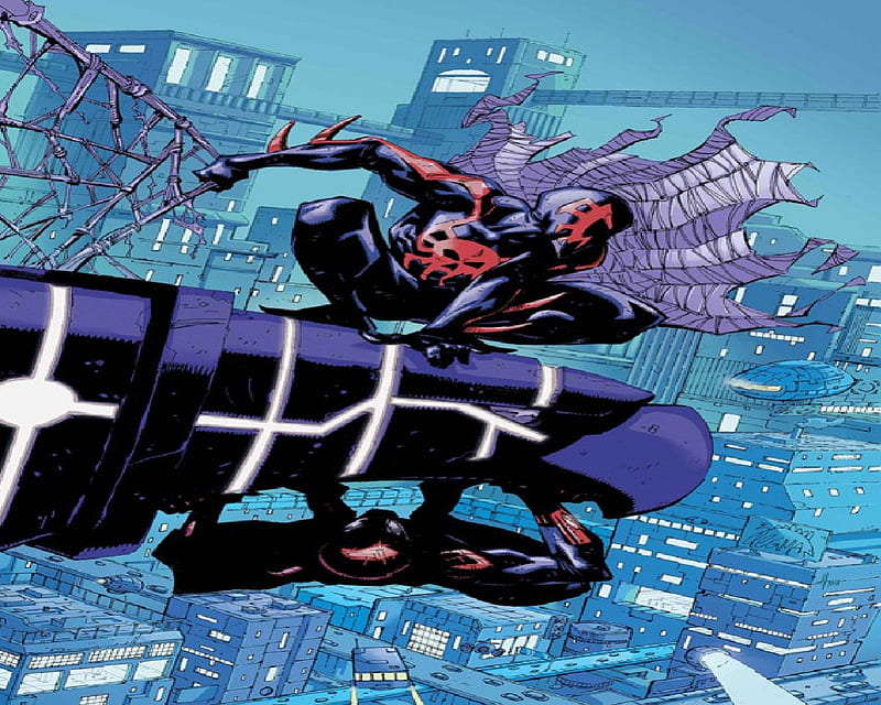 Spider-Man and Spider-Man 2099, city, Peter Parker, Web, Marvel Comics, HD wallpaper