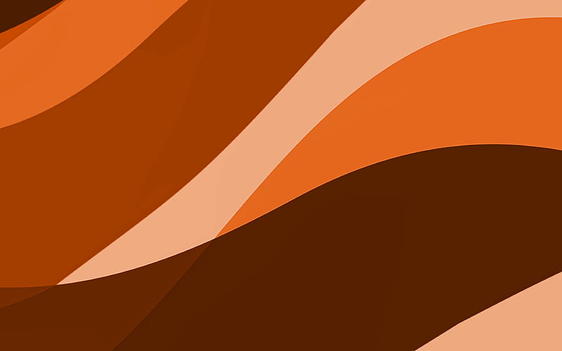 orange abstract waves minimal, orange wavy background, material design, abstract waves, orange backgrounds, creative, waves patterns, HD wallpaper