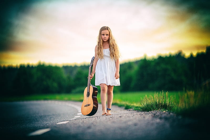 Little girl, pretty, grass, sunset, adorable, sightly, sweet, nice skt, beauty, face, child, bonny, lovely, pure, blonde, sky, baby, cute, feet, white, Guitar, Hair, little, Nexus, bonito, dainty, kid, graphy, fair, green, people, pink, street, Belle, forest, comely, Standing, tree, girl, nature, walk, princess, childhood, HD wallpaper