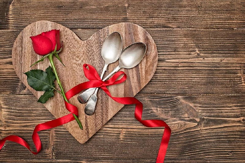 Valentine Table Settings, valentines, pretty, holidays, tables, lovely, colors, love four seasons, bonito, ribbons, roses, graphy, spoons, love, heart, settings, beloved valentines, HD wallpaper