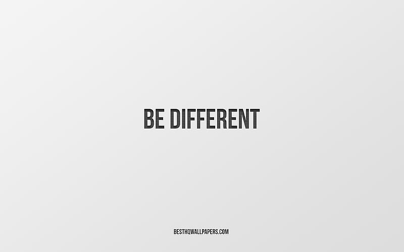 Be different, white background, motivation, minimalism, Be different concepts, white paper texture, HD wallpaper