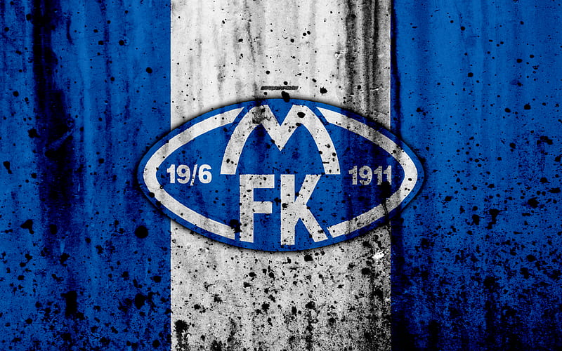 FC Molde, grunge, Eliteserien, art, soccer, football club, Norway, Molde, logo, stone texture, Molde FC, HD wallpaper