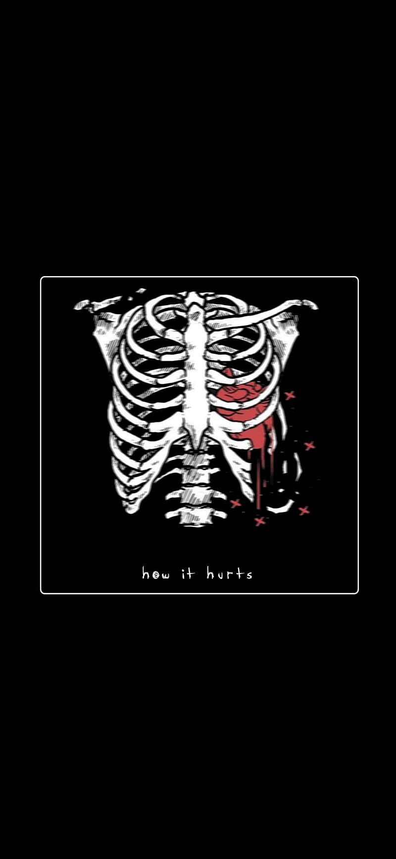 how it hurts, coração, caracolis, dor, esqueleto, arte, HD phone wallpaper