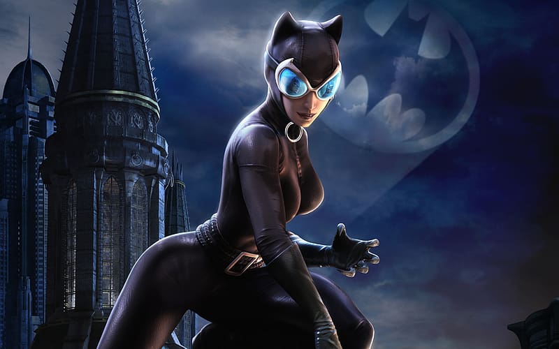 Batman, Catwoman, Video Game, Bat Signal, Batman: Arkham City, HD wallpaper